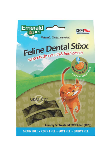 Emerald Pet GrainFree Catnip Cat Dental Treats Crunchy Dental Sticks For Cats To Clean Teeth Reduce Plaque and Tartar Freshen Breath Pumpkin For Digestive Health Natural Cat Chews 36 Oz