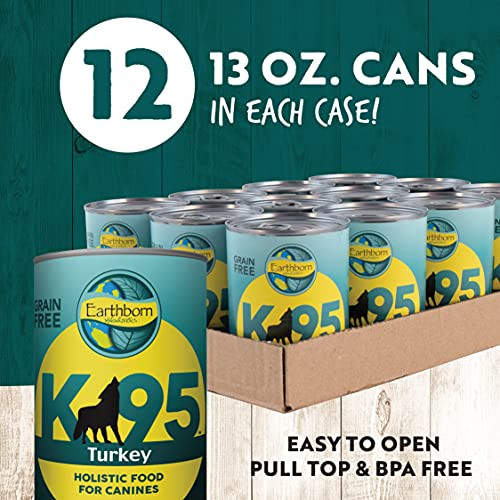 Earthborn Holistic K95 Turkey Recipe GrainFree Canned Moist Dog Food 13 Oz Can