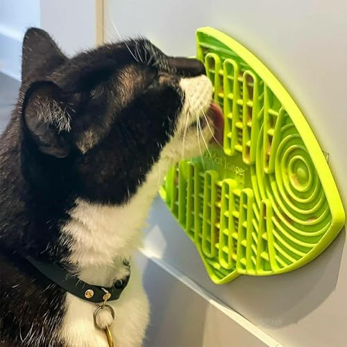 Lickimat Casper FishShaped Cat Slow Feeders Lick Mat Boredom Anxiety Reducer Perfect For Food Treats Yogurt Or Peanut Butter Fun Alternative To A Slow Feed Cat Bowl Or Dish Green