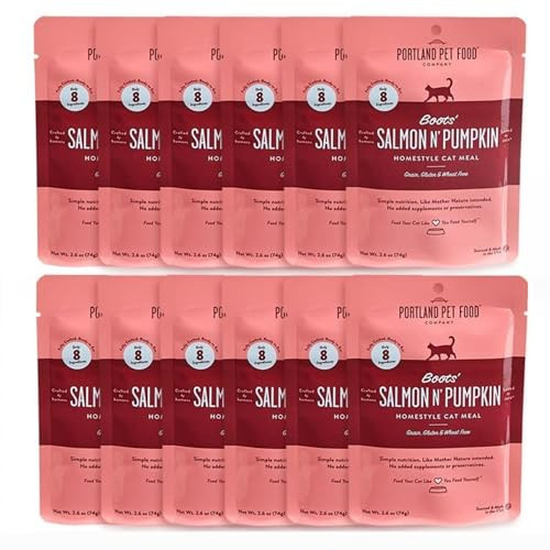 Crafted By Humans Loved By Dogs HumanGrade Mixed Variety Pack Wet Cat Food Pouch Boots Salmon N Pumpkin Moist Soft Cat Food Mixer Topper And Rotational Meal By Portland Pet Food Company 12 Pack