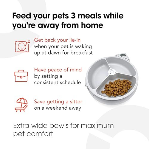 Cat Mate C300 Automatic 3 Meal Pet Feeder With Digital Timer 366 For Cats Or Small Dogs For Wet And Dry Pet Food Meals Up To 073 Lb Each White