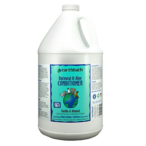 Earthbath Oatmeal and Aloe Conditioner Dry Skin 1 Gallon 128 Oz 1 Pack Dog Conditioner For Allergies and Itching Helps Detangle and Relieve Itching Made In Usa Cruelty Pet Conditioners