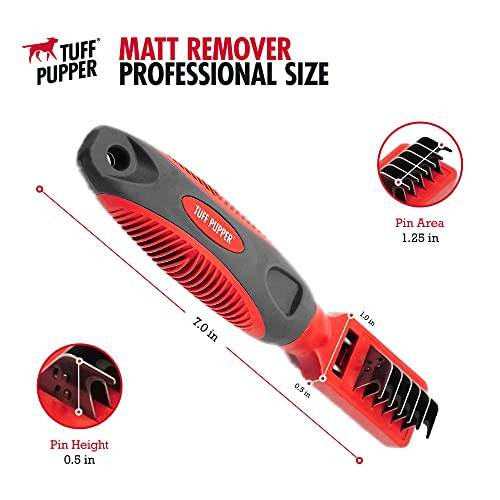Tuff Pupper Deep Knot And Mat Remover Tool Dematting Brush For Dogs Cats And Small Animals Mat Splitting Grooming Comb For Long And Short Fur Pets
