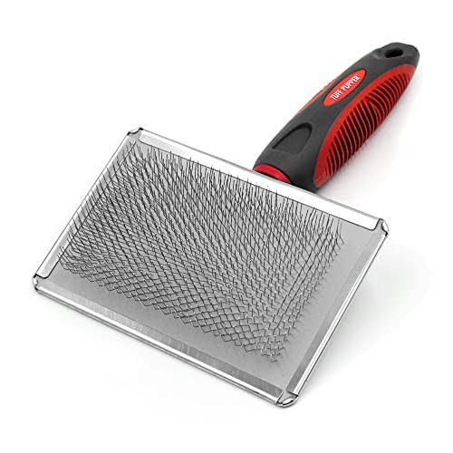 Tuff Pupper Slicker Brush Large Comb Head For Medium and Large Dogs Removes Shedding Fur Tangles and Mats Grooming Tool