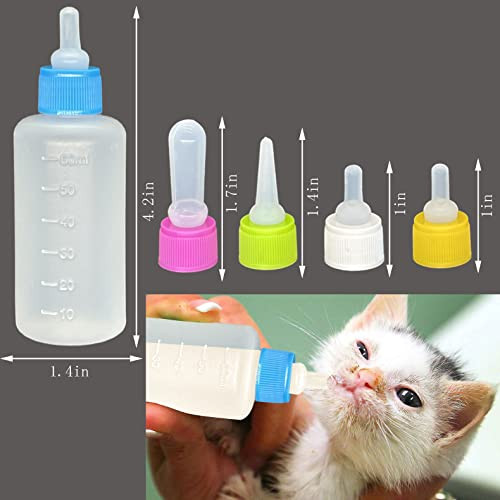 Pwooteiy 2 Sets Of 5Color Plastic And Silicone Feeding Pet Supplies Set Squeeze Liquid Bottles Replaceable Teats Mini For Newborn Kittens Puppies Rabbits Replacement Small Animals Cat Bottle Tools