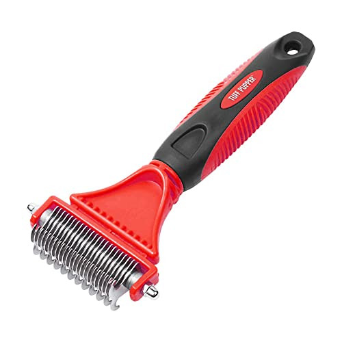 Tuff Pupper Dual Sided Dematting Pet Comb Convenient 12+23 Teeth Easily Removes Loose Fur Undercoat Matting And Tangled Hair Safe Comfortable Grooming Tool For Poodles And Curly Hair Dogs Pets