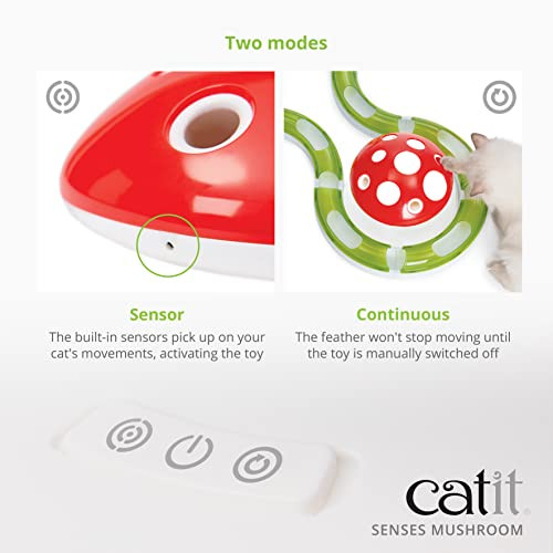 Catit Senses 20 Mushroom 360 Degree Interactive Feather Toy For Cats With Two Play Modes