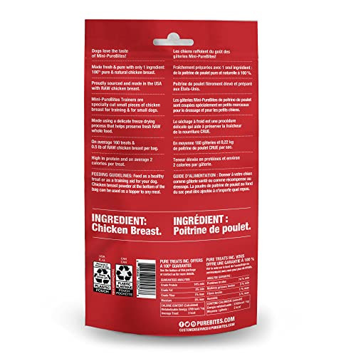 Purebites Mini Chicken Breast Freeze Dried Dog Treats 1 Ingredient Made In Usa 21Oz