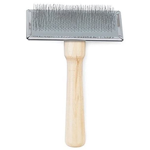 Ancol Heritage Wood Handle Soft Slicker Brush Medium Light Brown