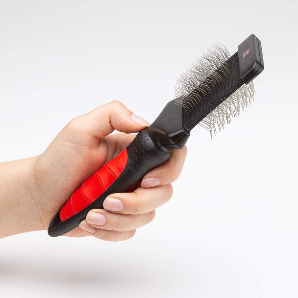 Mikki Dog And Cat Pro Slicker Brush To Remove Knots Tangles And Moutled Hair 2 Sided Hard And Soft Pin