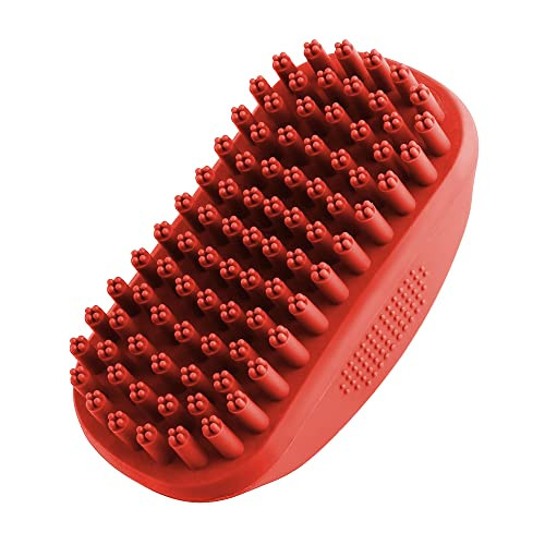 Tuff Pupper Dog Bath Brush Silicone Pet Hair Remover Brush For Shampooing and Massaging Dogs Dog Washing Brush With Soft Rubber Bristles Gently Removes Loose and Damaged Fur