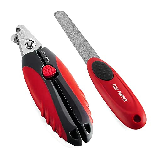 Tuff Pupper Dog Nail Clipper Bonus Nail File Razor Sharp Stainless Steel Blades Protective Safety Guard Prevents OverCutting Sturdy Non Slip Handles For Safe Grooming Medium Large Dogs