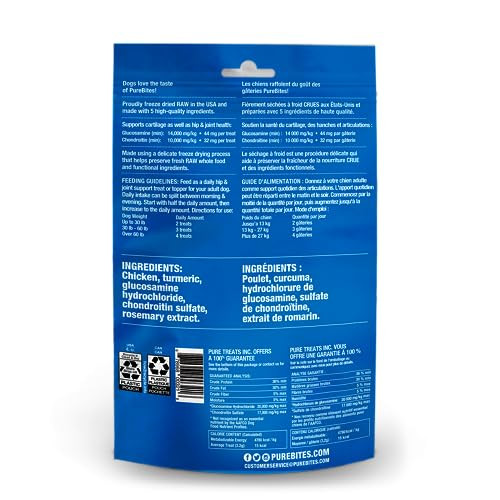 Purebites + Hip and Joint Freeze Dried Dog Treats 5 Ingredients Made In Usa 3Oz
