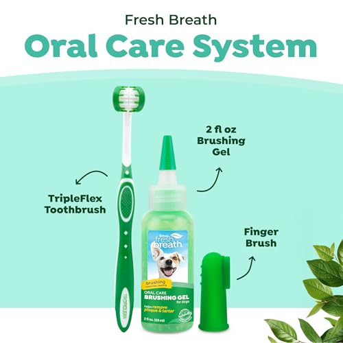 Tropiclean Fresh Breath Toothbrush And Toothpaste Kit For Puppies Teeth Cleaning Kit To Prevent Plaque and Tartar Breath Freshener Dog Dental Care