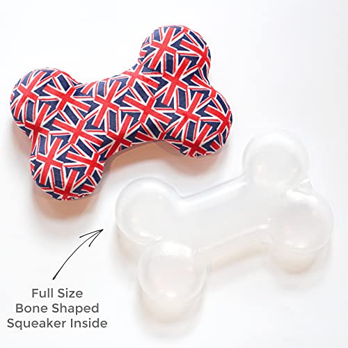 Pet London Union Jack British Flag Squeaker Bone Dog ToyFull Size Squeaky Insert Uk Design