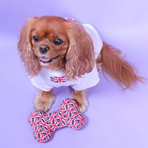 Pet London Union Jack British Flag Squeaker Bone Dog ToyFull Size Squeaky Insert Uk Design
