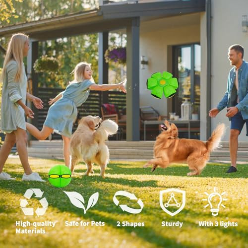 Ooxyg Magic Bouncing Ball Magic Meta Balls For Dog Children Bouncing Ball Flying Saucer Bouncy Balls ParentChild Interaction Dual Form Freely Switchable Doggy Disc With 3 Light