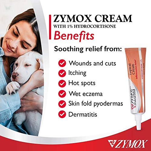 Zymox Veterinarian Strength Topical Cream With 1% Hydrocortisone For Dogs And Cats 1Oz