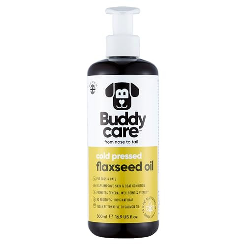 Buddycare Flaxseed Oil 1690 FlOz Natural Supplement For Dogs and Cats Rich In Omega3 Fatty Acids For A Healthy Coat And Skin