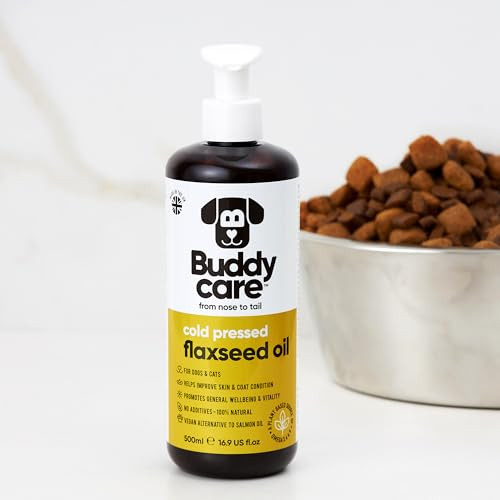 Buddycare Flaxseed Oil 1690 FlOz Natural Supplement For Dogs and Cats Rich In Omega3 Fatty Acids For A Healthy Coat And Skin