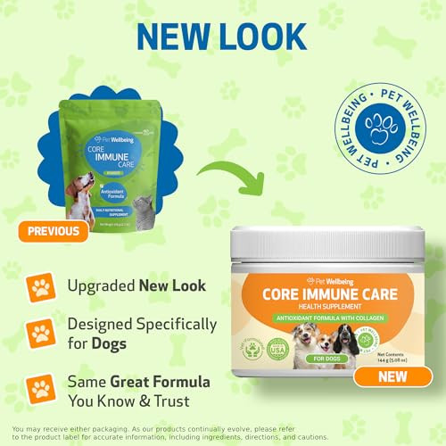 Pet Wellbeing Core Immune Care For Dogs Daily Antioxidants 105 G Nasc and VetFormulated Powder With Collagen Glutathione and Taurine For Antioxidant Protection and Daily Immune Support