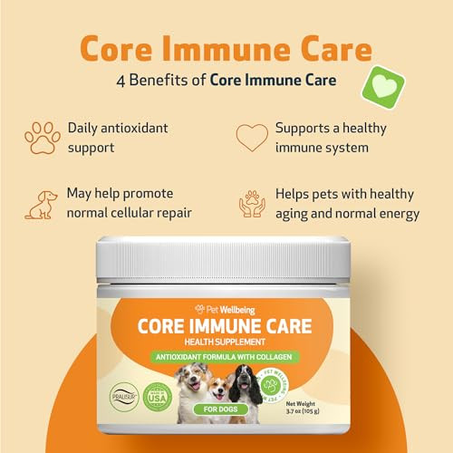 Pet Wellbeing Core Immune Care For Dogs Daily Antioxidants 105 G Nasc and VetFormulated Powder With Collagen Glutathione and Taurine For Antioxidant Protection and Daily Immune Support
