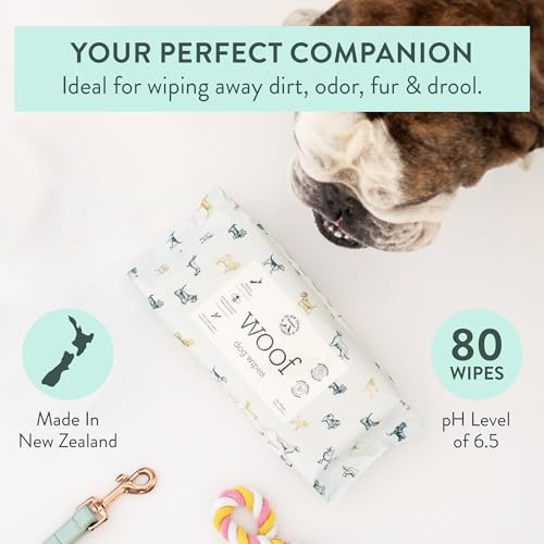 The Zealand Natural Pet Food Co Woof Dog Wipes Pet Wipes For Dogs With Manuka Honey Gentle For Body Eyes Ears and Paws 80 Counts265 Oz