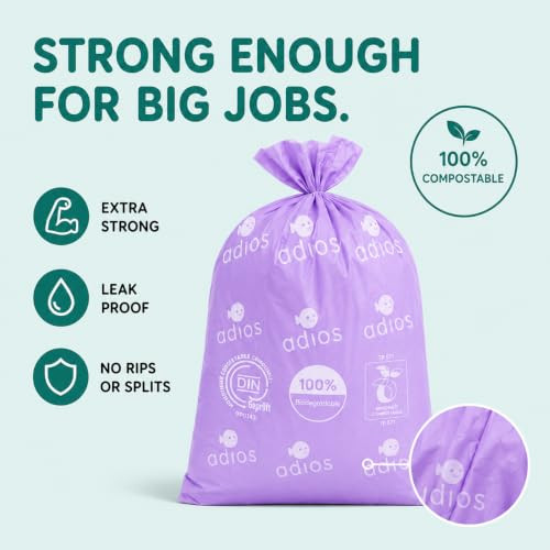 Adios Plastic Compostable Dog Poop Bags 120 Count 8 Rolls Rainbow Colours Extra Thick Leakproof Odour Proof Dog Waste Bags Made From Compostable Cornstarch Easy Tear Rolls