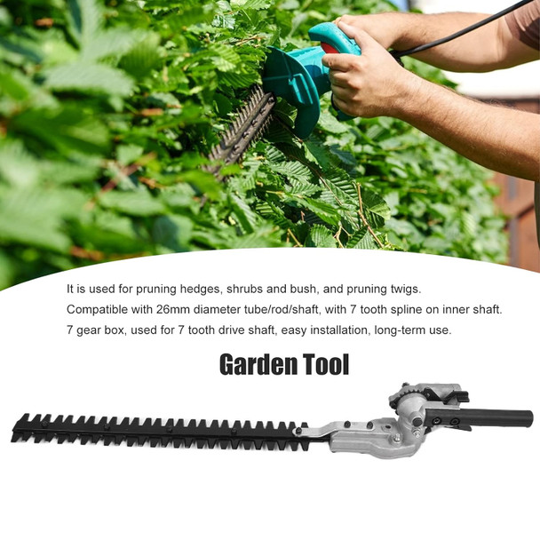 Gardening Tool, 65 Manganese Steel Wear‑Resistant 7 Teeth High Strength Hedge Trimmer Shaft Attachment for Landscaped Gardens(26mm 7 Teeth)