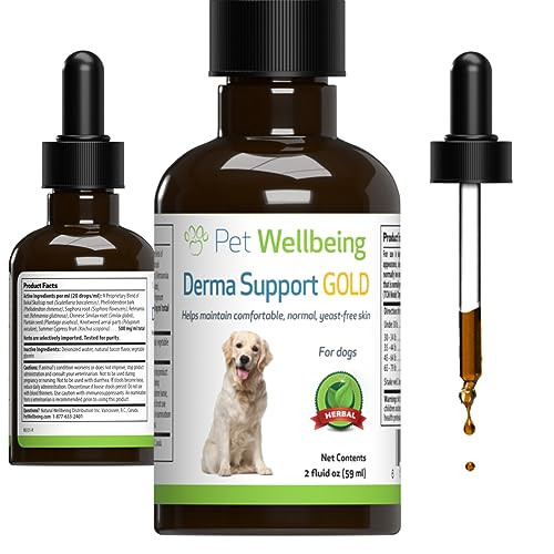 Pet Wellbeing Derma Support Gold For Dogs Skin Yeast Balance 2 Oz Nasc and VetFormulated Liquid Skin Supplement With Baikal Skullcap and Phellodendron For Healthy Odor and Itch Comfort