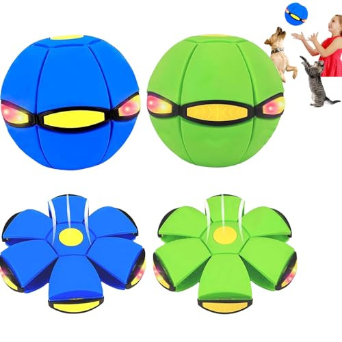 Badwalt 2Pcs Magic Bouncing Ball Magic Meta Ball ChildrenS Magic Bouncing Balls Doggy Disc Ball Flying Saucer Ball ParentChild Interaction With Lights For Indoor and Outdoor Play Green And Blue