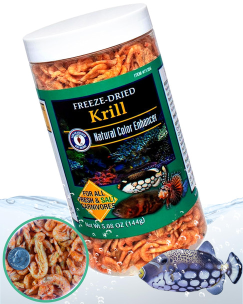 San Francisco Bay Brand Freeze Dried Krill Fish Food AllNatural Sustainably Harvested High Protein Dried Shrimp For Freshwater And Saltwater Carnivores Koi Cichlids Turtles 508 Oz 144G