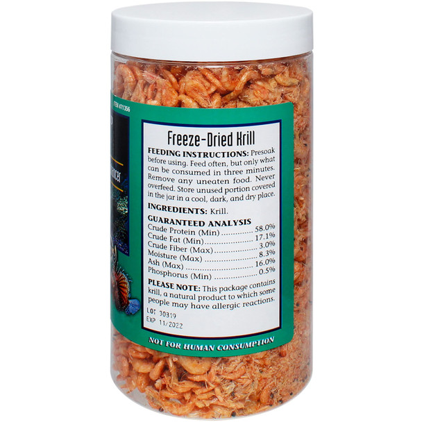 San Francisco Bay Brand Freeze Dried Krill Fish Food AllNatural Sustainably Harvested High Protein Dried Shrimp For Freshwater And Saltwater Carnivores Koi Cichlids Turtles 508 Oz 144G