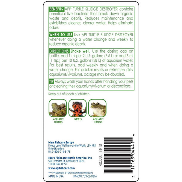 Api Turtle Sludge Destroyer Aquarium Cleaner And Sludge Remover Treatment 4Ounce Bottle