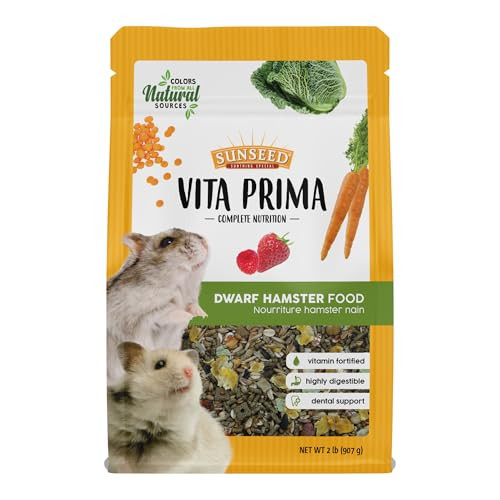 Sunseed Vitakraft Vita Prima Dwarf Hamster Food 2 Lb Bag With Fruits Vegetables Grains And Seeds Providing Wholesome Daily Nutrition And Foraging Variety For Happy Healthy Small Pets
