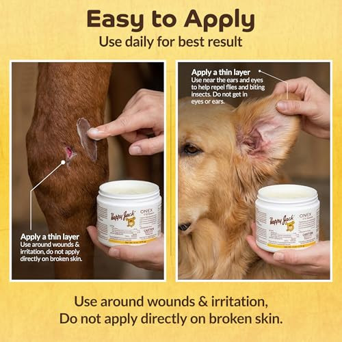 Happy Jack Onex Fly Repellent Ointment 4 Oz Fly Repellent Treatment Repels House Flies Stable Flies Horn Flies and Face Flies For Dogs and Horses Kills On Contact
