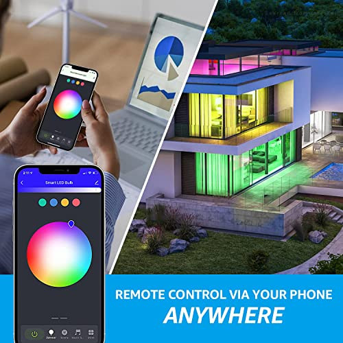 Torchstar Par30 Wifi Smart Spotlight Bulbs Rgb Led Color Changing Light 10W Google Assistant Alexa Compatible 60W Equivalent 2000K5000K Tunable White Cct E26 Base No Hub Required
