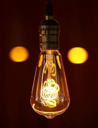 Torchstar Led Vintage Edison Bulbs 45W St64 Led Light Bulb Dimmable Amber E26 Base Antique Squirrel Cage Bulbs Decorative Light Bulbs For Pendant Light Floor Lamps 2000K Soft Warm Pack Of 6
