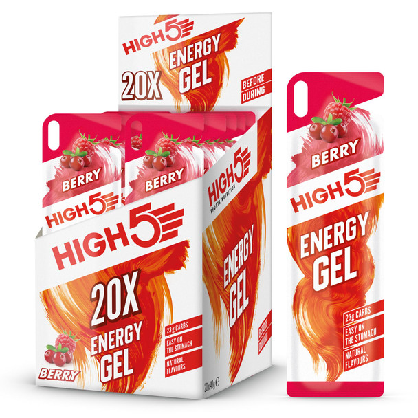 High5 Energy Gel Quick Release Energy On The Go From Natural Fruit Juice Berry 20 X 40G