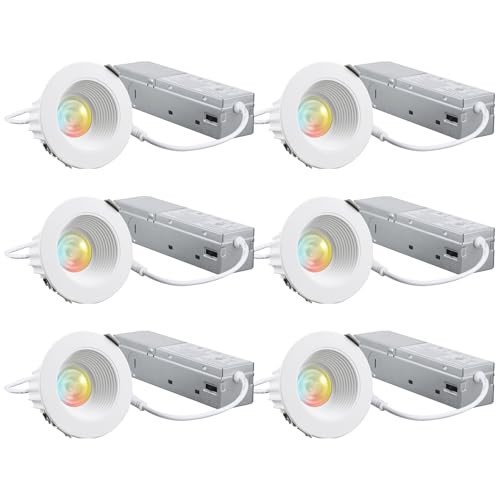Torchstar 6Pack 5Cct 2 Inch Led Recessed Lighting AntiGlare Cri90 Deep Baffle Trim 600Lm Dimmable Aluminum Ic Rated Etl Listed 2700K3000K3500K4000K5000K Ceiling Downlight