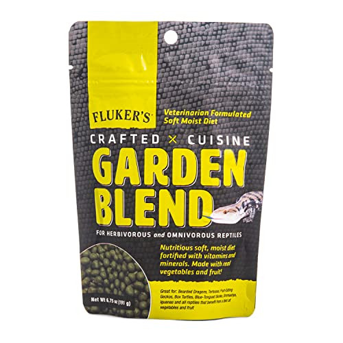 FlukerS Crafted Cuisine Diet Garden Blend Herbivorous And Omnivorous Reptile Food Made With Real Fruits and Veggies 675 Oz