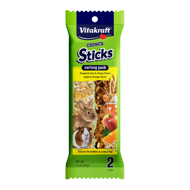 Vitakraft Crunch Sticks Treat Variety Pack For Rabbits And Guinea Pigs With TripleBaked Wood Chew Center Seeds Grains Honey And Fruit For Texture Flavor Enrichment And LongLasting Chewing Enjoyment