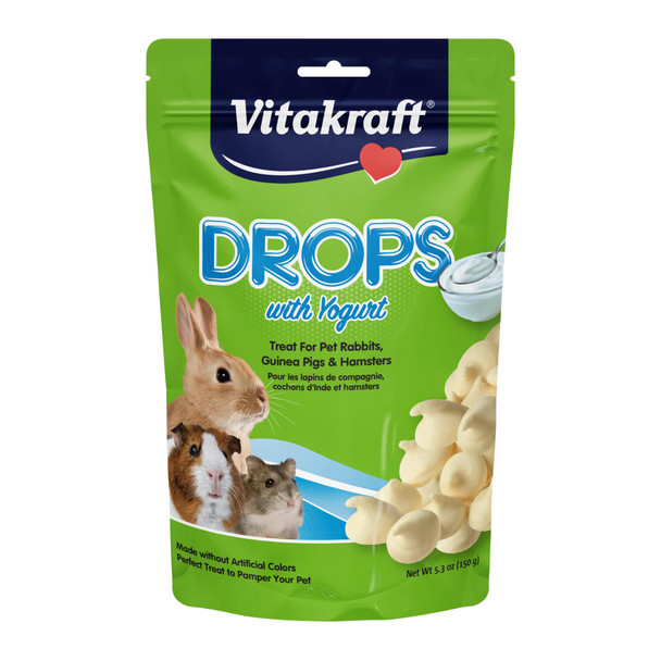 Vitakraft Drops Yogurt Drops Treat For Rabbits Guinea Pigs And Hamsters Made With Real Dried Yogurt And Whey Protein Vanilla Flavor With No Artificial Colors Flavors Or Preservatives 53 Oz Bag