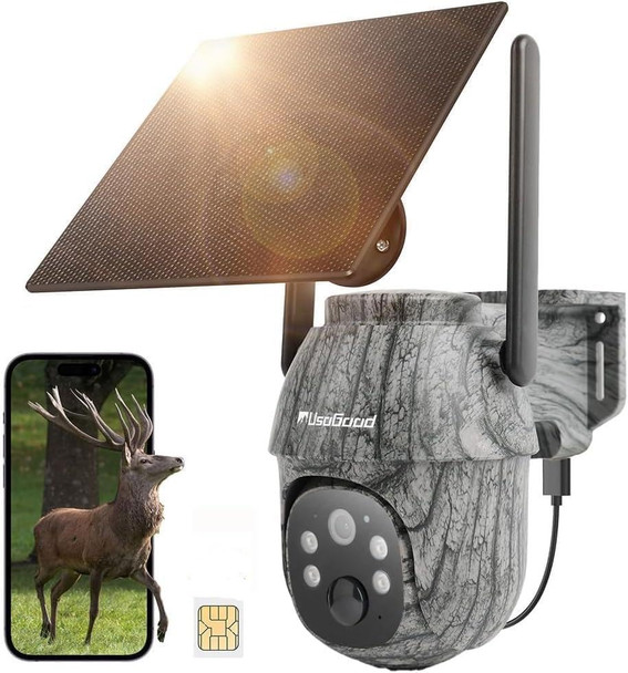 Usogood 4G Lte Cellular Trail Camera Outdoor 360 Security Game Camera With Solar 2K Night Vision Motion Activated Ip66 Waterproof Sends Picture To Cell Phone