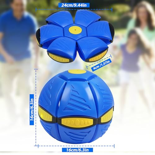 Ynipanda Magic Bouncing Ball For Kids 3In1 Pop Up Flying Saucer Ball With 6 Led Lights Glow In The Dark Interactive Pop Up Ball Toy For Boys Girls Indoor Outdoor Fun Blue