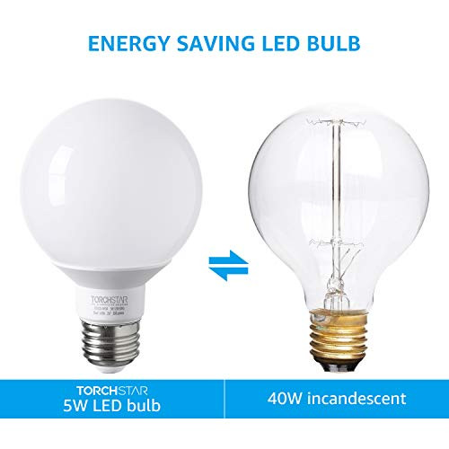 Torchstar 12Pack G25 Globe Led Bulb Vanity Light 5W 40W Eqv 350 Lm UlListed NonDimmable 5000K Daylight For Makeup Pendant Bathroom Dressing Room