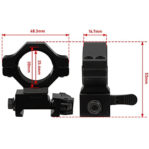 Tydeux 1 And 30Mm Profile Quick Release Scope Mount Rings For Weaver And Picatinny Rail Pack Of 2