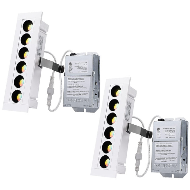 Torchstar 5Cct 7 Inch Led Recessed Mini Linear Light With Junction Box Grille AntiGlare 8W Cri90 Dimmable Recessed Lighting Etl and Fcc Listed 27003000350040005000K Selectable Pack Of 2