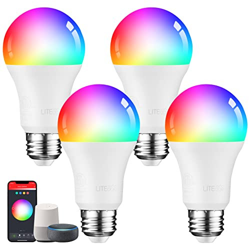 Torchstar Smart Wifi Led A19 Bulb Rgbcw Color Changing Compatible With Alexa and Google Home and Echo Assistant 10%100% Dimmable With App No Hub Required E26 Base Pack Of 4