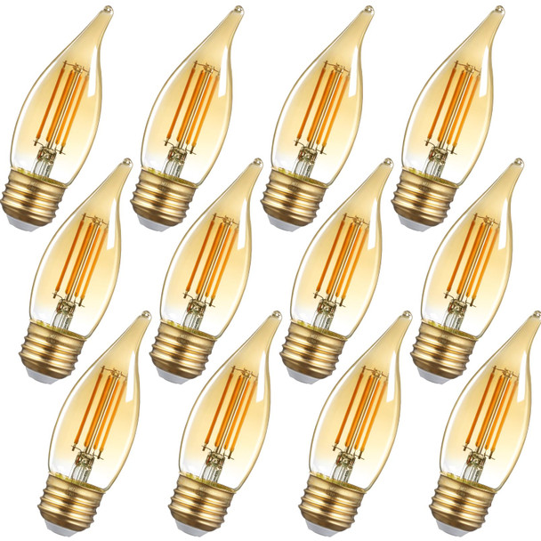 Torchstar E26 Led Candelabra Bulbs C35 Dimmable Led Chandelier Light Bulbs Ul Listed 40W Equivalent 2200K Amber Warm 350Lm Candle Light Bulbs Amber Pack Of 6